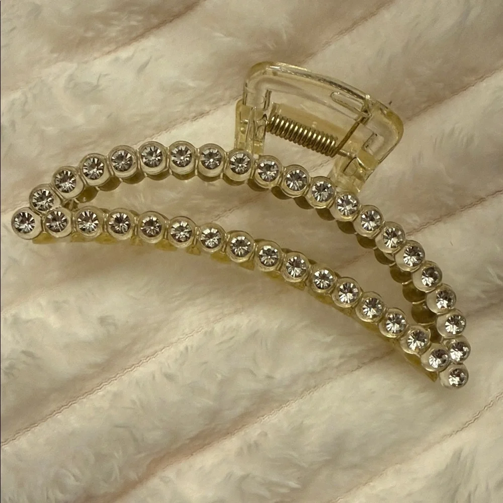 Boutique Set of Crystal Embellished Light Gold Hair Claws; NWOT - Picture 4 of 7